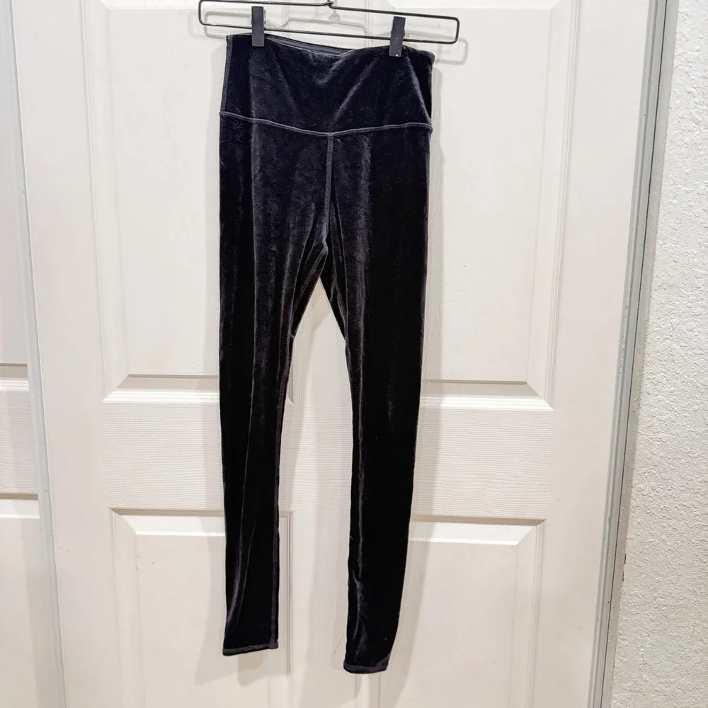 Alo Yoga Black High Waist Velvet Leggings Full Length Yoga Pants Size Small